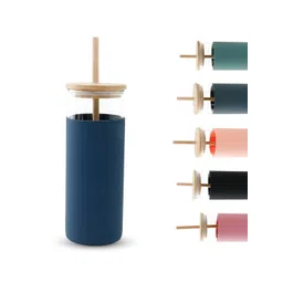 The Better Home Navy Blue Transparent Glass Tumbler with Straw & Lid 450ml-picture-21