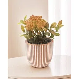 the better home Ribbed Artificial Peach Dahlia Plants with Pot-picture-37