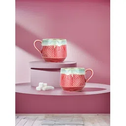 The Better Home Rust & White 2Pcs Ceramic Glossy Microwave Safe Cups 320ml Each-picture-18