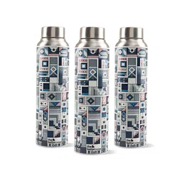 The Better Home Silver-Toned & Grey 3 Pieces Stainless Steel Water Bottle 1 Litre-picture-17