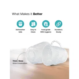 The Better Home Transparent 6 Pieces Glass Cups 280 ml image 3