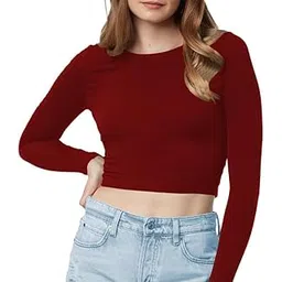 the blazze Basic Women's Sexy Crop Scoop Neck Solid Tops Black Saree Readymade Full Sleeve Blouse for Women L2611 image 1