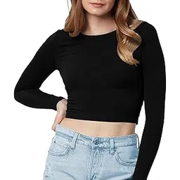 the blazze Women's Cotton Stretchable Boat Neck Full | Long Sleeve Regular Fit Wear Readymade Saree Black Blouses for Women L544-picture-44