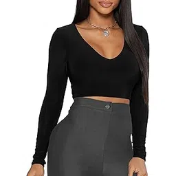 the blazze Women's Cotton Stretchable Deep V Neck Full | Long Sleeve Readymade Saree Blouses for Women L433-picture-32