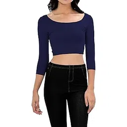 the blazze Women's Cotton Stretchable Scoop Neck 3/4 Sleeve with Back Scoop Regular Fit Readymade Saree Blouses for Womens L675-picture-24