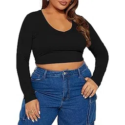 the blazze Women's Cotton Stylish Solid Stretchable Deep V Neck Long | Full Sleeve Readymade Saree Black Blouses for Women L716-picture-39