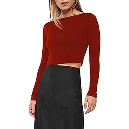 the blazze Women's Cotton Trendy Stretchable Boat Neck Regular Fit Long Sleeve Solid Readymade Saree Blouses for Women L525-picture-55