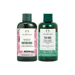 THE BODY SHOP Set Of Tea Tree Skin Clearing Face Wash & British Rose Shower Gel-picture-21