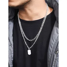 The Bro Code Men Set of 2 Silver-Plated Layered Necklace-picture-32