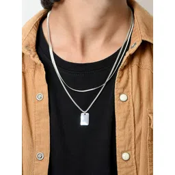 The Bro Code Men Silver-Plated Layered Pendants With Chains-picture-20