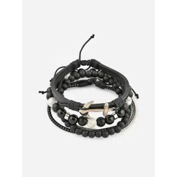 The Bro Code Silver Black Bracelets for Men Pack of 4-picture-17