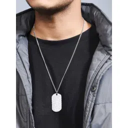 The Bro Code Silver Plated Dog Tag Pendant Necklace for Men image 1