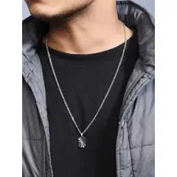 The Bro Code Silver Plated Rectangular Pendant Necklace for Men-picture-15