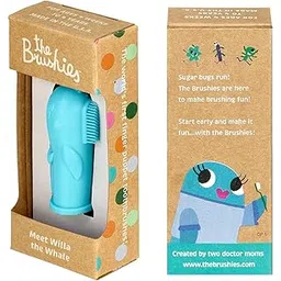 The Brushies Finger Toothbrush - BPA-Free, Ultra-Soft, Teether and Gum Massager Silicon Brush - Safe for Toddler and Baby (Blue)-picture-13