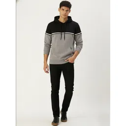 THE CASUALS Men Colourblocked Hooded Sweatshirt-picture-25