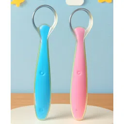 The Cheeky Kidzz Baby 2 Food Grade Easy Grip Silicone Spoon BPA Free Colorful Attractive Tableware Cutlery Set for Kids/Babies/Toddlers/Boys/Girls (3-24 Months)(PINK-ORANGE)-picture-12