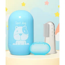 The Cheeky Kidzz Baby 4 In 1 Grooming Nail Pedicure Manicure Safety Kit With Finger Toothbrush Oral Dental Care (Blue)-picture-34