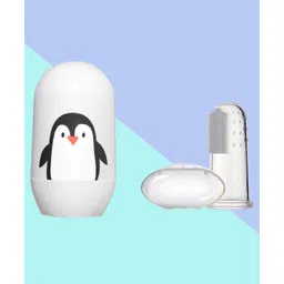 The Cheeky Kidzz Baby 4 In 1 Grooming Nail Pedicure Manicure Safety Kit With Finger Toothbrush Oral Dental Care (White)-picture-33