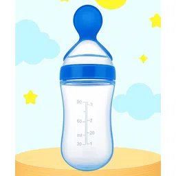 The Cheeky Kidzz Baby Silicone Squeeze Spoon Feeding Style Rice Cereal 90ml Bottle Feeder For Newborn Toddler Infant BPA Free (BLUE)-picture-24