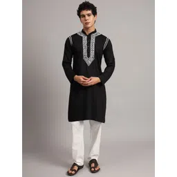 The Chikan Label Men Ethnic Motifs Embroidered Chikankari Cotton Kurta-picture-27