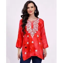 the chikankari story Women Tie and Dye Straight Kurti-picture-21