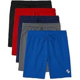 The Children's Place 3 Pack Boys Basketball Shorts, Black/Tidal/Red/Blue/Gray-5 Pack, X-Small-picture-30