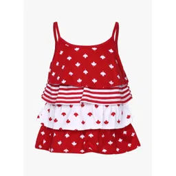 The Childrens Place Girls Red & White Printed Tiered Top-picture-30