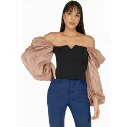 The Clothing Factory Brown & Black Off Shoulder Corset Top-picture-25