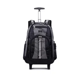 THE CLOWNFISH Colourblocked Water Resistant Hip Strap Two Wheel Backpack-picture-29