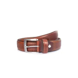 THE CLOWNFISH Men Brown Textured Leather Belt image 1