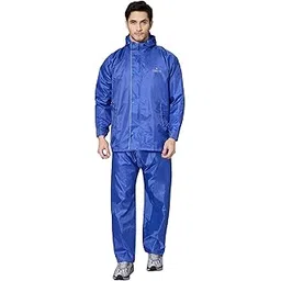 the clownfish Rain Coat for Men Waterproof Raincoat with Pants Polyester Reversible Double Layer Rain Coat For Men Bike Rain Suit Rain Jacket Suit Inner Mobile Pocket, Storage Bag (Royal Blue XXXL)-picture-20