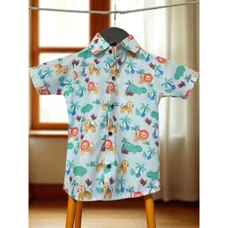 The Collared Kids Floral Printed Classic Cotton Shirt-picture-18