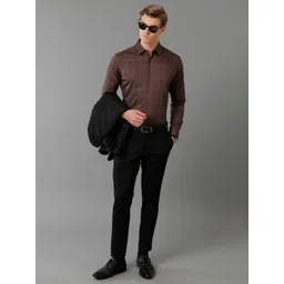 The Collection Checked Spread Collar Long Sleeves Classic Slim Fit Satin Shirt-picture-13