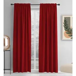 Maroon lightweight Satin Solids 8ft Light Filtering Rod Pocket Long Curtains (2 Pcs)-image-40