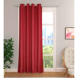 Maroon Premium Jute Solid 9ft Light Filtering Eyelet Longdoor Curtain (1 Pc)-image-34