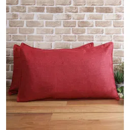 Maroon Solid 210TC Jute 17 x 27 Inches Pillow Covers (Set of 2) by The Conversion-image-26