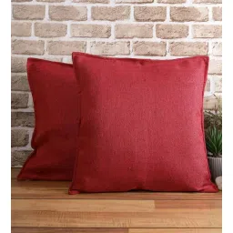 Maroon Solid Jute 24 x 24 Inches Cushion Covers (Set of 2)-image-27