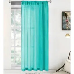 the conversion Aqua Linen Solids 9ft sheer Rod Pocket Long Door Curtain-picture-10