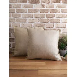 THE CONVERSION Beige 2 Pieces Jute Cotton Square Cushion Covers-picture-24