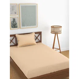 THE CONVERSION Beige 210 TC Single Bedsheet with 1 Pillow Covers-picture-36
