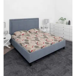 the conversion Beige and Grey Geometric 210 TC Cotton Queen Sized 1 Double Bedsheet 2 Pillow Covers-picture-21