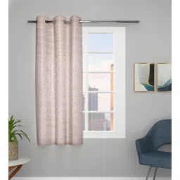 the conversion Beige Polyester Blend Geometric 5ft Light Filtering Eyelet Window Curtain-picture-17