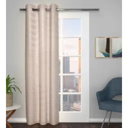 the conversion Beige Polyester Blend Geometric 8ft Light Filtering Eyelet Long Curtain-picture-20