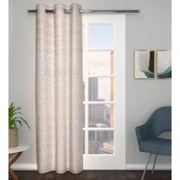 the conversion Beige Polyester Blend Geometric 9ft Light Filtering Eyelet Long Curtain-picture-10