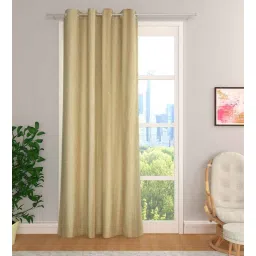 the conversion Beige Premium Jute Solid 8ft Light Filtering Eyelet Longdoor Curtain (1 Pc)-picture-14