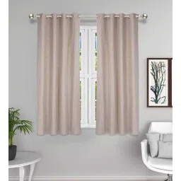 the conversion Beige Solid Cotton Blend 5 Ft Light Filtering Eyelet Window Curtain-picture-15