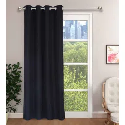 the conversion Black Premium Jute Solid 9ft Light Filtering Eyelet Longdoor Curtain (1 Pc)-picture-35