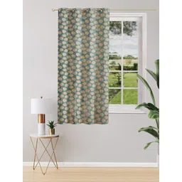 THE CONVERSION Blue & Gold-Toned Floral Printed Adjustable Window Curtain-picture-28