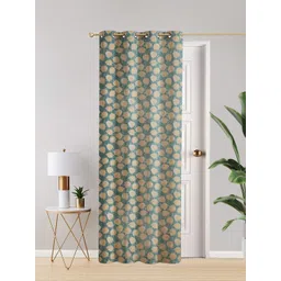 THE CONVERSION Blue & Gold-Toned Floral Printed Long Door Curtain-picture-32
