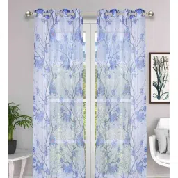 the conversion Blue Tissue Semisheer 7 Feet Eyelet Curtain (Set of 2)-picture-33